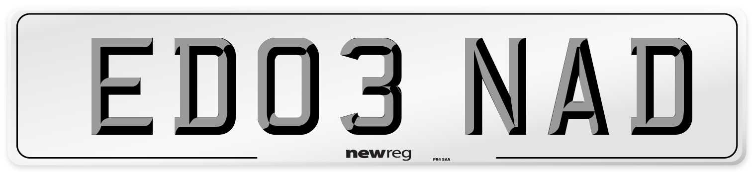 ED03 NAD Number Plate from New Reg